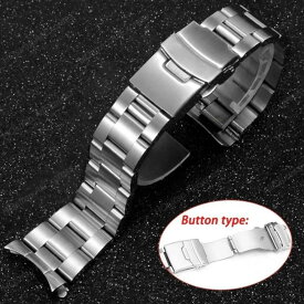 腕時計 ベルトバンド 交換 カシオ セイコー 互換品 ステンレスベルト 18mm 19mm 20mm 21mm 22mm 23mm 24mm 取付 ツール付き thin button バックル