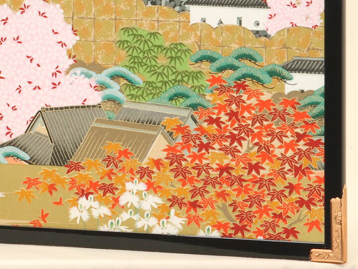 楽天市場】屏風 衝立 友禅和紙工芸品 15号四曲絵屏風 御所絵巻 源氏 