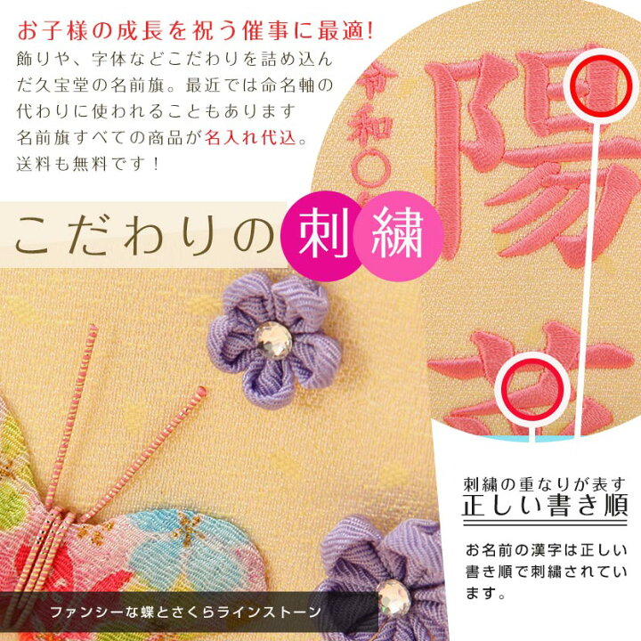 在庫一掃 総刺繍名前旗 特小 雪花 桃糸刺繍 名入れ代 送料無料 Fucoa Cl