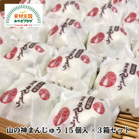 山の神まんじゅう 15個入 3箱セット 粒あん 宮城 和菓子 薄皮 つぶあん 銘菓 小牛田 菓子 甘さ控えめ 山の神まんじゅう本舗 村上屋