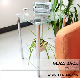 ガラスサイドテーブル 正方形 2段 サイドテーブル ソファ ベッド 強化ガラスラック べッドテーブル おしゃれ マスクプレゼント