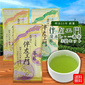 知覧茶 300g 100g×3袋 伴左エ門 お茶 深蒸し茶 煎茶 茶葉 鹿児島 日本茶 旨味 うまみ 甘味 かごしま茶 メール便発送 送料無料 宮原園 産地直送 産直 工場直売
