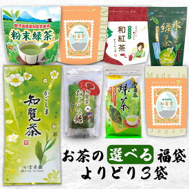 お茶 選べる 福袋 3つ 送料無料 メール便配送 茶葉 煎茶 緑茶 日本茶 紅茶 和紅茶 知覧 知覧茶 白折 かりがね べにふうき ぽっきり ポッキリ 国産 鹿児島 かごしま 茶 工場直売 産地直送 無添加 無着色 宮原園 産地直送 産直 工場直売