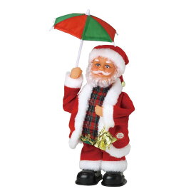 SPICE OF LIFE(スパイス) 踊る FUNNYクリスマス ミュージック 傘をくるくる雨でも陽気なサンタ 電池式 メロディ 高さ33cm LCXZ2350