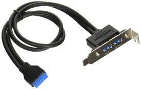 変換名人 PCI/ロープロファイルPCIブラケット用 USB3.0(x2ポート)延長ケーブルセット PCIB-USB3/2FL