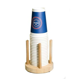 Holyo カップディスペンサー 紙コップホルダー竹製 使い捨てカップホルダー コーヒーカップと蓋収納 口径10cm以下適用 紙カップディスペンサー (S)