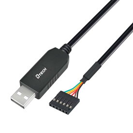 DTECH USB TTL シリアル 変換 ケーブル 5V FTDI チップセット 6ピン 2.54mm ピッチ メス コネクタ FT232RL USB UART シリアル コンバーター ケーブル Windows 10 8 7 Linux Mac