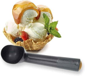 フルーツグッシャーアイスクリームスクープ ブラック ステンレススチールクラシックノンスティックマッシュポテトスクープ、不凍液ハンドルアイスクリームスペード、ハードアイスクリ
