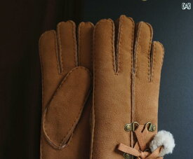 手袋 オーストラリア 手縫い シープスキン レディース 革 暖か 厚手 シンプル おしゃれ キャメル