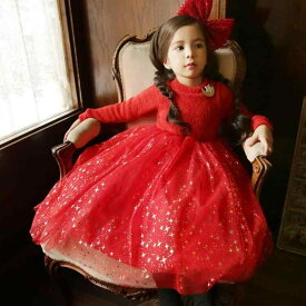 子供用プリンセスドレス 韓国 女の子 冬 ベルベット クリスマス 新年 パーティー おしゃれ ファッション
