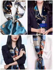 女性 スカーフ 春秋 サテン のぼり シルク 小さな ロング 装飾 ペア 綺麗 おしゃれ 可愛い 長方形 動物 プリント