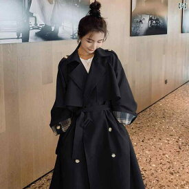 トレンチコート レディース おしゃれ ファッション カジュアル 通勤 ミドル丈 大きいサイズ 韓国 ベージュ ブラック