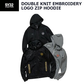 SY32 パーカー ダブルニット エンブロイダリー ロゴ ジップフーディー 14110 DOUBLE KNIT EMBROIDERY LOGO ZIP HOODIE エスワイサーティトゥバイスィートイヤーズ メンズ ブラック ブラックカモ グレイ M L XL XXL