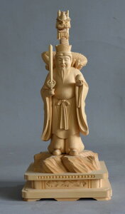 八大龍王立像(剣持つ姿) 桧材 木地仕上げ総高1尺(30cm)