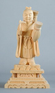 稲荷立像 桧材 木地仕上げ総高6寸 (18cm)