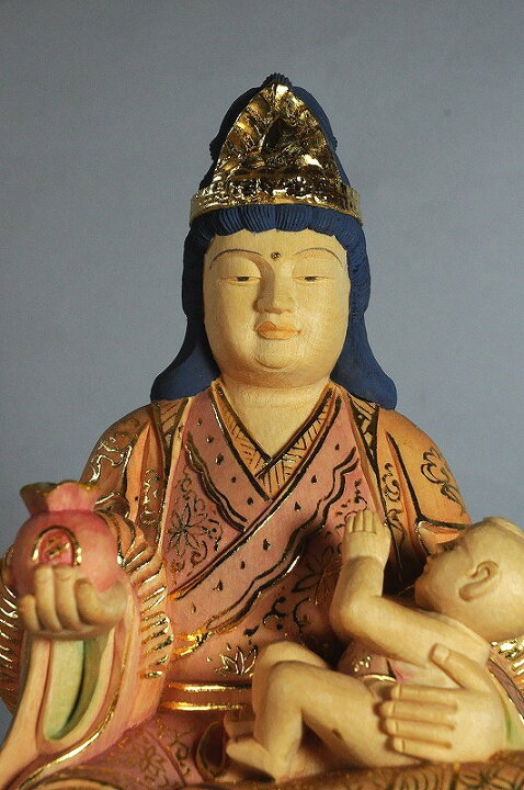 楽天市場】子安鬼子母神坐像 桧材 淡彩色仕上げ総高 1尺 （30cm 