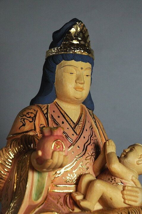 楽天市場】子安鬼子母神坐像 桧材 淡彩色仕上げ総高 1尺 （30cm 