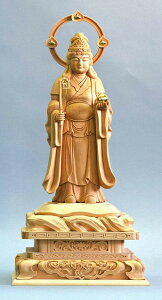 七面天立像 桧材 木地仕上 総高 1.25尺 (38cm)