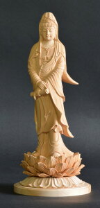 白衣観音立像 桧材 木地仕上げ総高 1尺 (30cm)