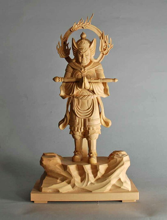 楽天市場】韋駄天立像 つげ材 木地仕上げ総高1尺 （30cm） : みやこ仏像 