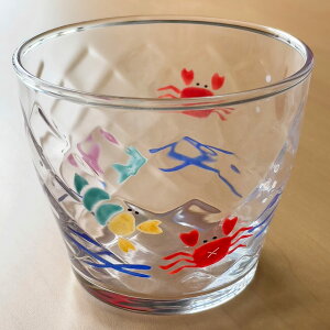 京の色絵ガラス 彩フリーグラス 蟹 京都 和小物 和雑貨 麦茶グラス コップ タンブラー 小さめ おもてなし 風流 かわいい きれい 伝統 手づくり 絵付 納涼 プレゼント ギフト 贈り物 安い 男
