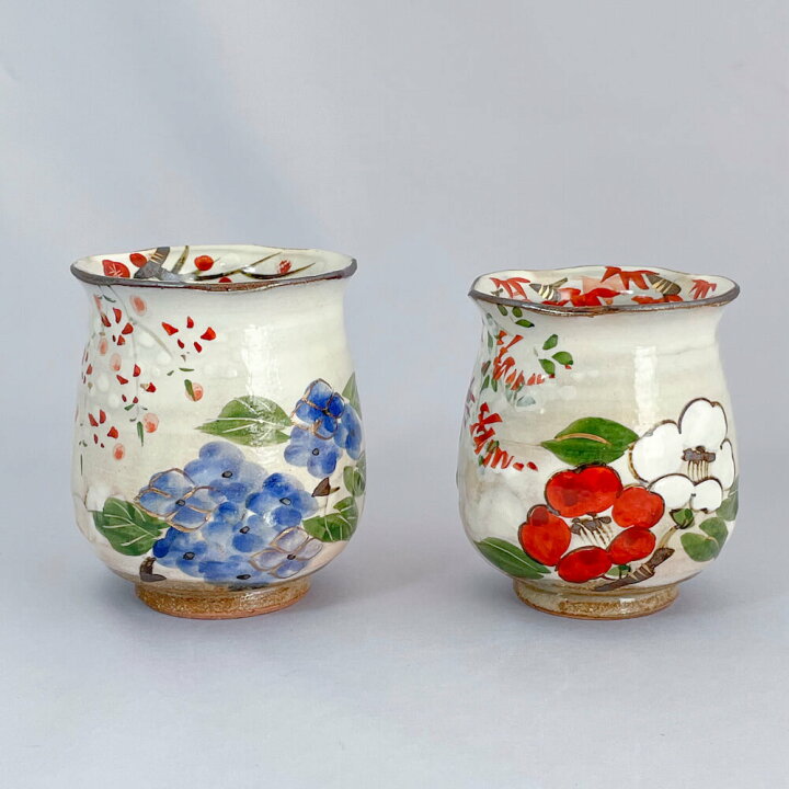 楽天市場】京焼 清水焼 湯呑 乾山 花小路 セット 森俊山窯 化粧箱入り 