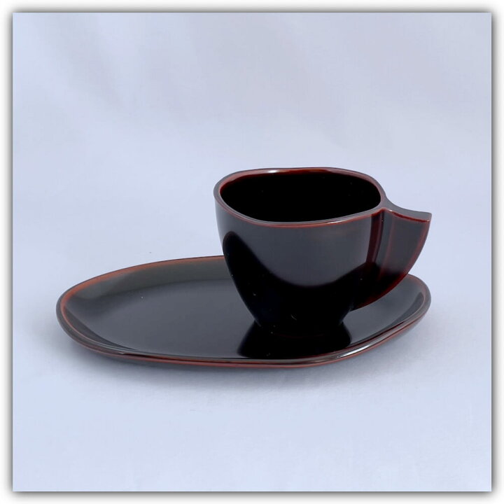 楽天市場】京漆器 カップ＆ソーサー ゆがみ 溜 コーヒーカップ ティー 