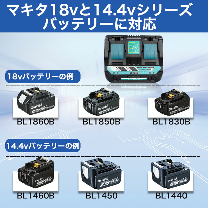 楽天市場】BL1860B 2個 DC18RD 2口付き充電器 マキタ 互換 バッテリー 