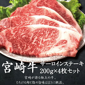 宮崎牛サーロインステーキ 約200g×4枚 ステーキ 牛肉 国産 宮崎牛 a5 a4 お中元 ステーキ肉 宮崎県産 800g 4人前 ステーキ用サーロイン 黒毛和牛 牛肉 贈答 サシ 贈り物 御祝 プレゼント ギフト 御中元 お中元