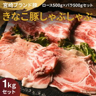 きなこ豚 しゃぶしゃぶ 1kgセット ロース500g×バラ500gセット お得 メガ盛り 便利 グルメ ブランド豚 大…