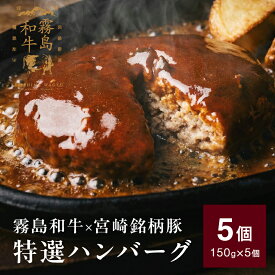 ハンバーグ 国産 霧島和牛と宮崎銘柄豚の特選ハンバーグ 5個セット【KIRISHIMA RANCH キリシマランチ】150g×5個 冷凍 粗びきミンチ ハンバーグ ギフト 贅沢 お惣菜 お取り寄せ 都城 宮崎県産 御中元 お中元