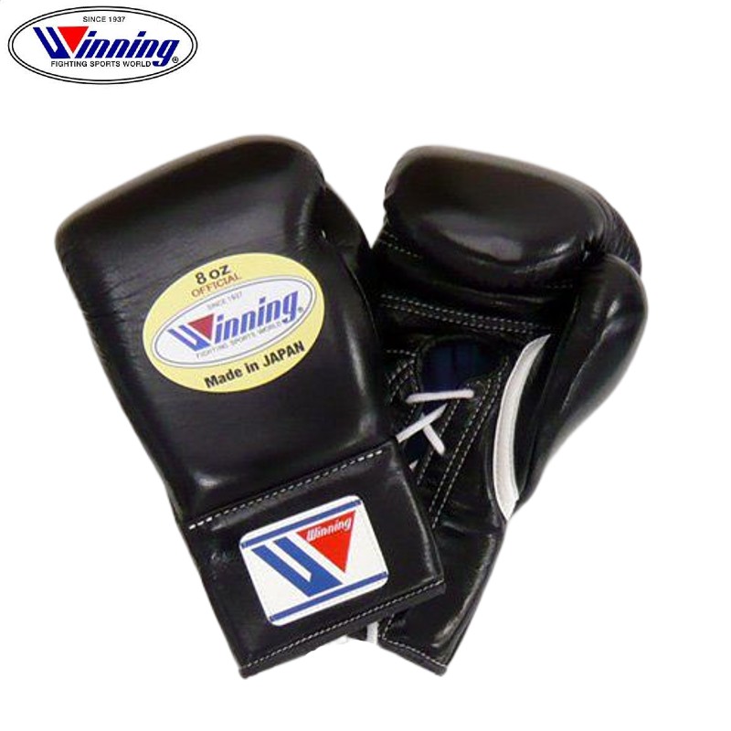 winning ウイニング ボクシンググローブ MS-200 ひも式 8オンス MS-200 8オンスグローブ 黒 ブラック | ミヤマアライアンス