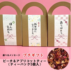 プチギフト ハーブティー手提げバック入り「ピーチ&アプリコットティー5パック入」選べるメッセージ【プチギフト 紅茶】【ありがとう プチギフト】