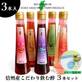 父の日選べるギフト 信州産こだわり飲む酢 3本セット造花専用熨斗付(5倍希釈） 【楽ギフ_包装】【送料無料（一部地域除く）】