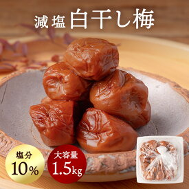 減塩 白干し梅 1.5kg 1500g 塩分10% 梅干し 2L〜4Lサイズ お中元 訳あり 梅干し 減塩 送料無料 南高梅 和歌山 紀州 国産 日本産 日本製 つぶれ 免疫 梅干 天然塩 すっぱい 塩分補給 おにぎり おつまみ おかず 白ごはん 梅サワー 宮本農園