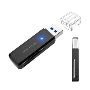 2-in-1USB3.0�|�[�^�u���J�[�h���[�_�[�����^���ϋv�����]��SDmicroSDSDXCSDHC�p�ȂǂɑΉ�(�u���b�N)