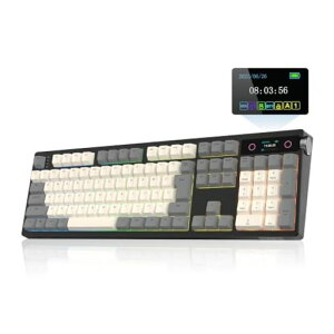 MechLands x EPOMAKER TH108 PRO ���{��z�� ���J�j�J���L�[�{�[�h �t���T�C�Y �e���L�[�t�� �Q�[�~���O�L�[�{�[�h ���C�����X �f�B�X�v���C&�m�u�t�� 2.4GHz/BT5.0/Type-C�ڑ�(Black&Silver,