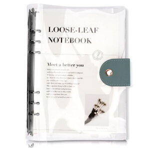 システム手帳A5サイズ6穴ルーズリーフPVC透明バインダーシンプル手帳柔らかいボダン付き横罫ノートクリア素材スケジュール帳メモ帳オフィス用品