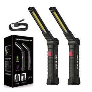 YalanmeLED��Ɠ����[�N���C�g2000mAH�o�b�e���[��e�ʋ���COB���C�g�����d���܂��ݎ��n���f�BUSB�[�d���}�O�l�b�g�t�����^�����Ԑ�����ԍ�ƃA�E�g�h�A�L�����v�p(2�Z�b�g)