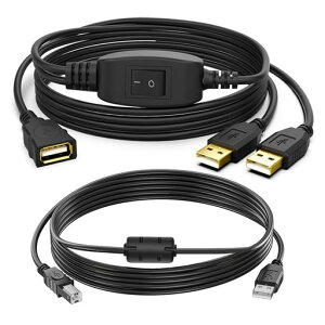 USB���L�ؑփP�[�u�� USB2.0 2���PC��USB�@������L �X�C�b�`�t�� �v�����^�[/�X�L���i�[/FAX�Ή� 1.5m+1.5m�����P�[�u���Z�b�g