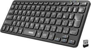 Arteck2.4Gワイヤレスキーボード無線軽量フルサイズメディア機能ホットキーコンピューター、デスクトップ、PC、ラップトップ、Surface、スマートテレビ、Windows10/8/7との交換性あり