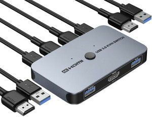 �u2023�vKVM�X�C�b�`�AABLEWE HDMI KVM�ؑ֊� 2����1�o�� PC�ؑ֊� 4K�𑜓x HD���j�^�[ �}�E�X �L�[�{�[�h �v�����^�[���L�ł���ؑ֊� �d���t�� USB�P�[�u��2�{��HDMI�P�[�u��2�{�t��