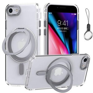 iPhoneSE3/SE2/SE/8/7�p�P�[�XMagsafe�Ή��y360°��]�\��Magsafe�����O�X�^���h�z���_�[��̌^�E�X�g���b�v1��t���z�A�C�t�H��SE��3/2����iPhone8�J�o�[�X�^���h�@�\�c�����Ή�