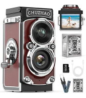 CHUZHAOミニレトロカメラ:1080Pミニレトロデジタルトイカメラ1.54インチ画面軽量携帯デジタルTLR12MPオー…