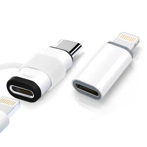 iCarez���C�g�j���O�^�C�vc�ϊ��p�A�_�v�^(2�Z�b�g)480Mbps�f�[�^�]��/27WPD�}���[�d�Ή��炢�Ƃɂ񂭂��[�Ԃ�lightningusb-c�ϊ�typeclightning�ϊ������h�~�V���R���X�g���b�v�t��