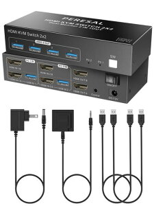 �f���A�����j�^�[HDMIKVM�X�C�b�`�A2��̃R���s���[�^�p4K60Hz�f���A�����j�^�[KVM�X�C�b�`(�f���A��PC�܂��̓m�[�g�p�\�R���p)�A4��USB3.0�|�[�g�𓋍ځB�g�����[�h/�R�s�[���[�h�Ή��BDC