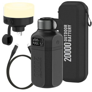 Superway ���A�E�g�h�A�p���[�o���N 20000mAh�|�[�^�u���[�d�� LED�����^���t�� PD 22.5W�}���[�d�Ή� IP68�h���h�o�ϏՌ� �L�����v�E�n�C�L���O�E�g���x������(Black)