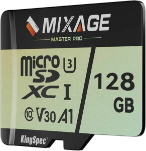 MIXAGE MicroSDXC�J�[�h 128GB UHS-I U3 V30 A1 C10 �ő�Ǎ�175MB/s ����110MB/s 4K�������Ή� �X�}�z/�Q�[���@/�h���C�u���R�[�_�[/�A�N�V�����J�����p