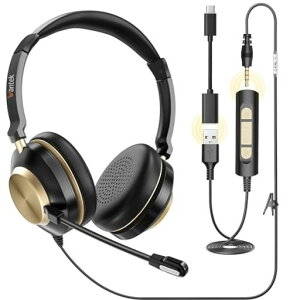 Wantek�A�b�v�O���[�h�w�b�h�Z�b�gUSB/Type-C/3.5mm�����V�^�m�C�Y�L�����Z�����O�}�C�N�t���L���R���g���[��PC�p�w�b�h�z��