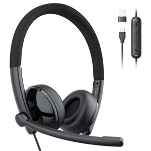 EMEET �w�b�h�Z�b�g �}�C�N�t�� �m�C�Y�L�����Z�����O �L�� USB-A/USB-C�ڑ� 270�x��] �y�� ���K �茳�R���g���[���[ �~���[�g�@�\�t�� ���ʒ��� �X���C�_�[���� �I���C���[�w�b�h�z�� PC�p�w�c